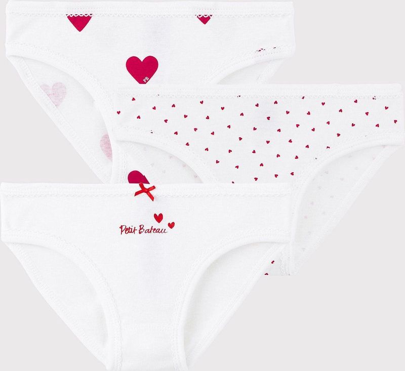 Petit Bateau - Set van 3 Katoenen Slipjes - Hartjesprint - Biologisch Katoen