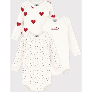 Petit Bateau - Rompertjes - Rood-Wit - Katoen - Set van 3
