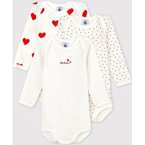 Petit Bateau - Rompertjes - Rood-Wit - Katoen - Set van 3
