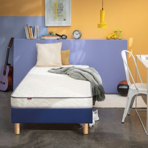 Gerolde matras Positive Bed+beddenbodem MERINOS. Multiplex materiaal. Maten 90 x 190 cm. Blauw kleur