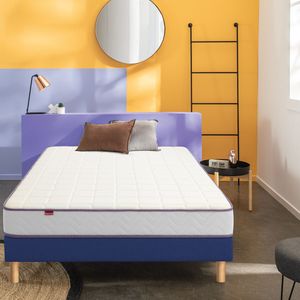 Cool Morning opgerolde matras+beddenbodem in kit MERINOS. Multiplex materiaal. Maten 90 x 190 cm. Blauw kleur