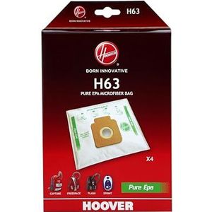 Hoover H63 Originele stofzuigerzakken van microvezel, puur EPA, geurremmend systeem met actieve kool, compatibel met Hoover Brave, Capture, Flash, Freespace Sprint stofzuiger, 4 stuks