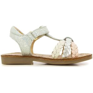 Sandalen Happy Tresse SHOO POM. Leer materiaal. Maten 27. Zilver kleur