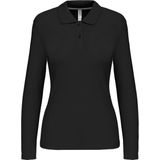 Kariban - K244 - Damespolo - Zwart - 100% Gekamd Katoen, Piqué, Lange Mouwen