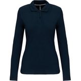Kariban - Damespolo Lange Mouwen - Navy - 100% Gekamd Katoen