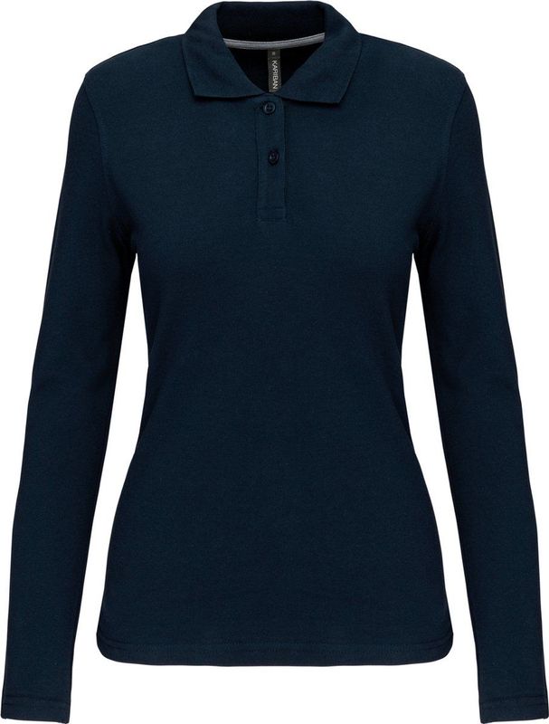 Kariban - Damespolo Lange Mouwen - Navy - 100% Gekamd Katoen