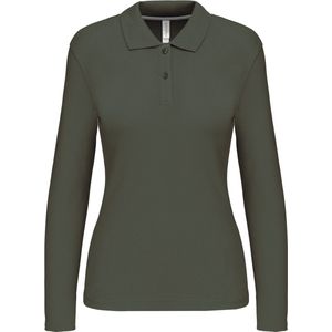 Kariban - K244 - Damespolo - Dark Khaki - Lange Mouwen - 100% Gekamd Katoen