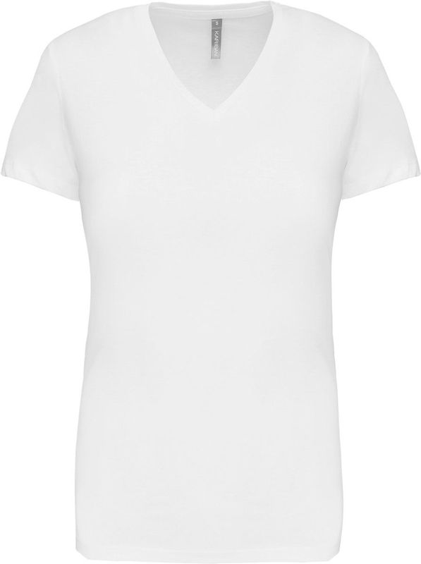 Kariban Dames T-shirt V-hals Korte Mouwen K381 - White