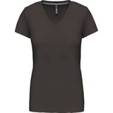 Kariban Dames T-shirt V-hals Korte Mouwen K381 - Dark Grey