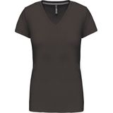 Kariban Dames T-shirt V-hals Korte Mouwen K381 - Dark Grey