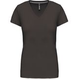 Kariban Dames T-shirt V-hals Korte Mouwen K381 - Dark Grey