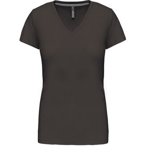 Kariban Dames T-shirt V-hals Korte Mouwen K381 - Dark Grey