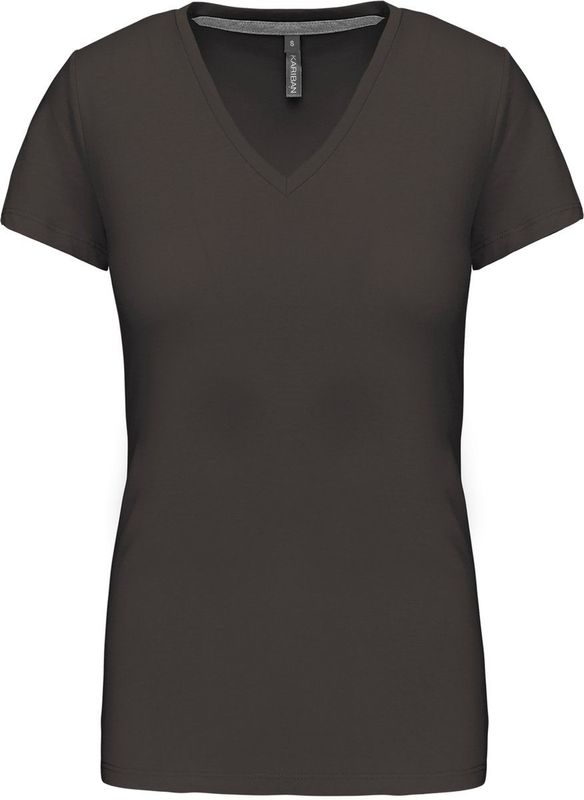 Kariban Dames T-shirt V-hals Korte Mouwen K381 - Dark Grey