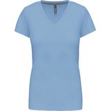 Kariban Dames T-shirt V-hals Korte Mouwen K381 - sky blue