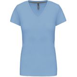 Kariban Dames T-shirt V-hals Korte Mouwen K381 - sky blue