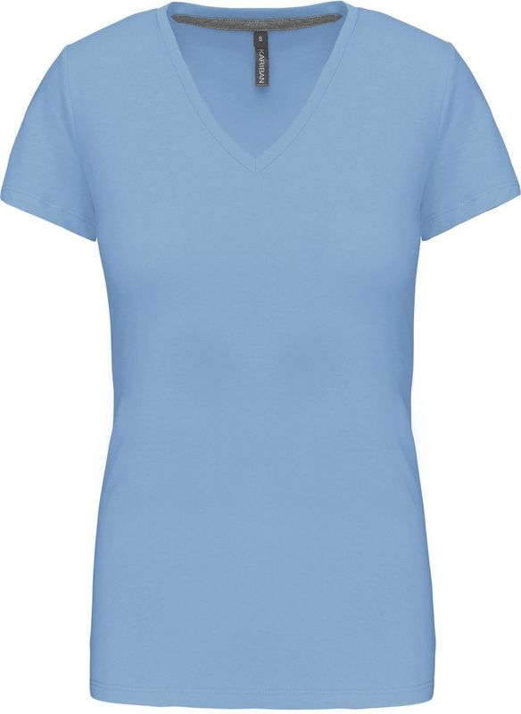 Kariban Dames T-shirt V-hals Korte Mouwen K381 - sky blue