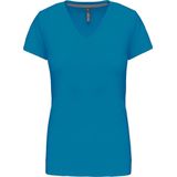 Kariban Dames T-shirt V-hals Korte Mouwen K381 - Tropical Blue