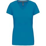 Kariban Dames T-shirt V-hals Korte Mouwen K381 - Tropical Blue