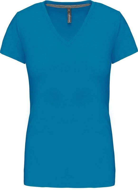 Kariban Dames T-shirt V-hals Korte Mouwen K381 - Tropical Blue