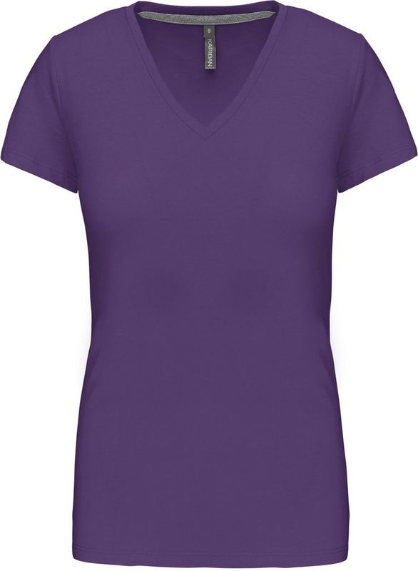 Kariban Dames T-shirt V-hals Korte Mouwen K381 - purple