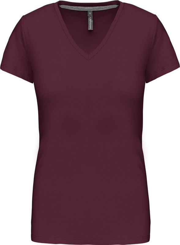 Kariban Dames T-shirt V-hals Korte Mouwen K381 - Wine