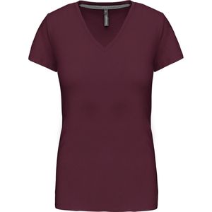 Kariban Dames T-shirt V-hals Korte Mouwen K381 - Wine