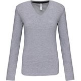 Kariban - K382 - T-shirt - Oxford Grey - V-hals - Lange Mouwen