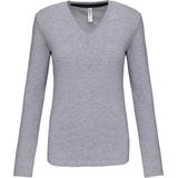 Kariban - K382 - T-shirt - Oxford Grey - V-hals - Lange Mouwen