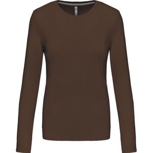 Kariban T-shirt V-hals lange mouwen K358 - Chocolate - 3XL