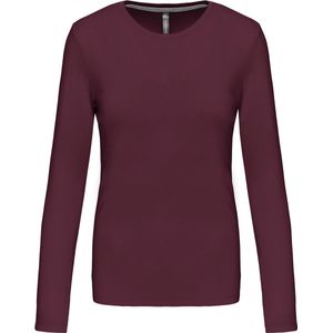 Kariban Dames T-shirt ronde hals lange mouwen K383 - Wine - S