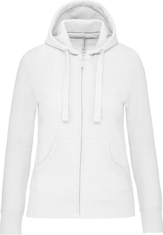 Kariban - K464 - Damessweater - White - Met Rits en Capuchon