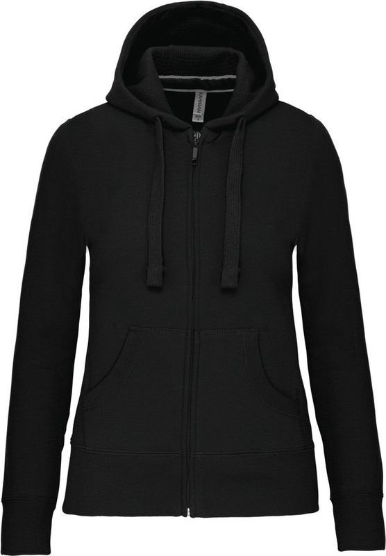 Kariban - K464 - Damessweater met Rits en Capuchon - Zwart