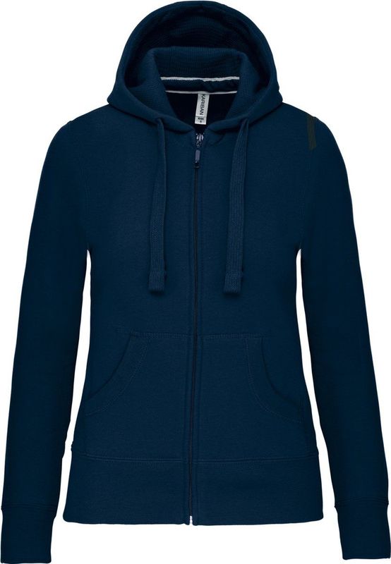 Kariban - K464 - Damessweater - Navy - Met Rits en Capuchon