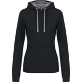 Kariban - K465 - Damessweater - Zwart / Fijn Grijs - Met Capuchon