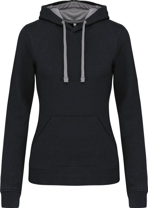 Kariban - K465 - Damessweater - Zwart / Fijn Grijs - Met Capuchon