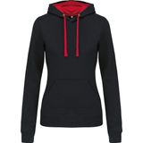 Kariban - K465 - Damessweater - Zwart/Rood - Met Capuchon