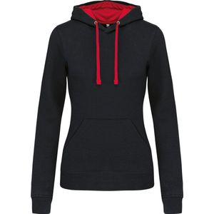 Kariban - K465 - Damessweater - Zwart/Rood - Met Capuchon