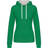 Kariban - K465 - Damessweater - Light Kelly Green / White - Met Capuchon