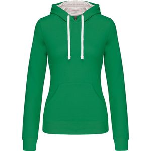 Kariban - K465 - Damessweater - Light Kelly Green / White - Met Capuchon