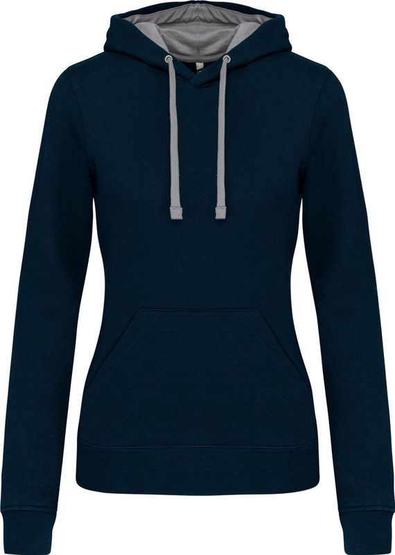 Kariban - K465 - Damessweater - Navy - Met Capuchon en Contrasterende Kleur