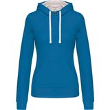 Kariban - K465 - Damessweater - Tropical Blue / White - Met Capuchon