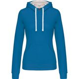 Kariban - K465 - Damessweater - Tropical Blue / White - Met Capuchon