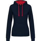 Kariban - K465 - Damessweater - Navy / Red - Met Capuchon