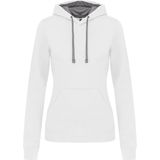 Kariban - K465 - Damessweater - White / Fine Grey - Met Capuchon