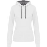 Kariban - K465 - Damessweater - White / Fine Grey - Met Capuchon
