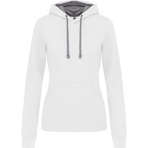 Kariban - K465 - Damessweater - White / Fine Grey - Met Capuchon