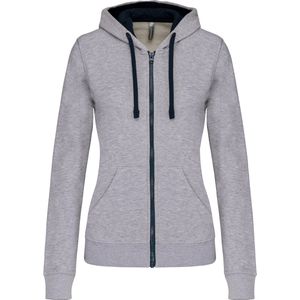 Kariban - K467 - Damessweater - Oxford Grey / Navy - Met Rits en Capuchon
