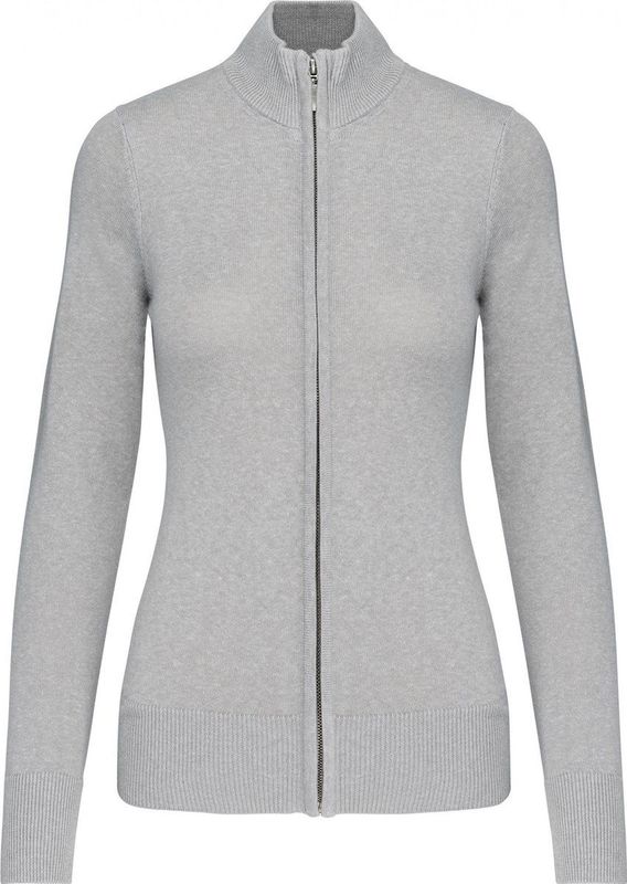 Kariban Dames cardigan met rits K962 - Grey Melange - XS
