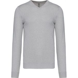 Pullover/Cardigan Heren Kariban V-hals Lange mouw Grey Melange Katoen, Acryl