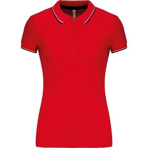 Kariban Damespolo K251 - Rood / Marine / Wit - Korte Mouwen